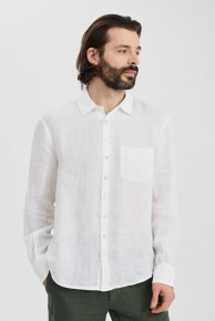 Рубашка мужская льняная La Fabbrica Del Lino ES600 Белый