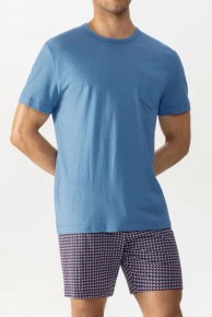 Короткая мужская пижама Mey серия Diagonal Squares 33062 Baltic Ocean M